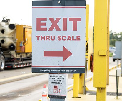 PADNOS Turner ferrous and nonferrous metals recycling center exit to scale sign.